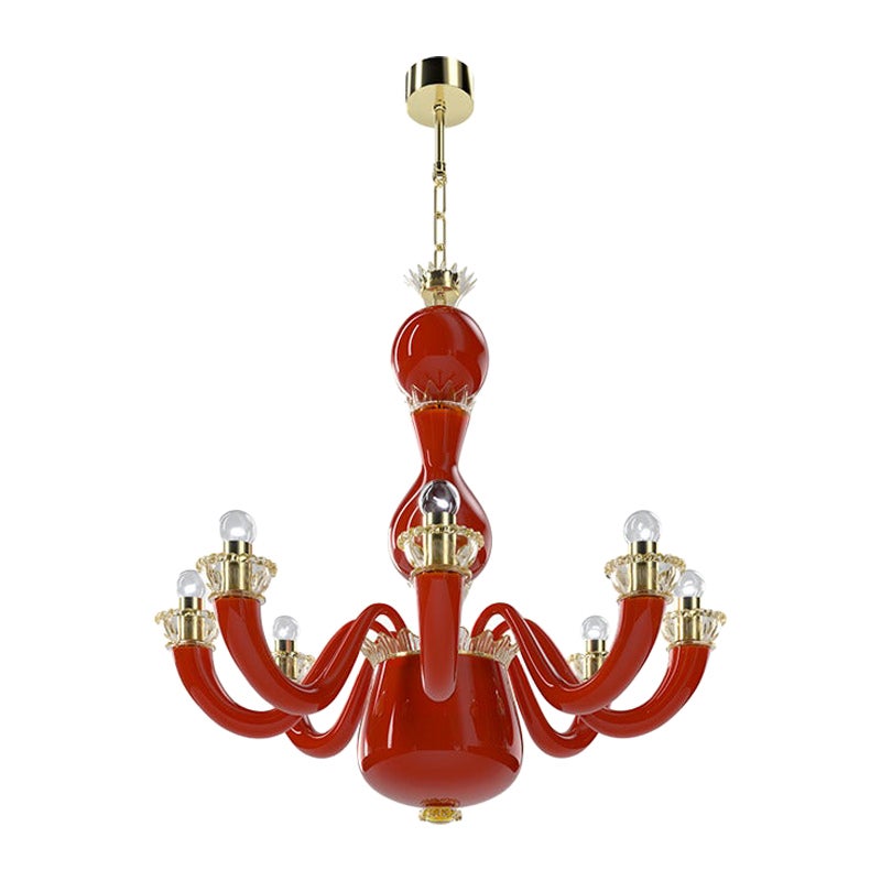 21st Century Gio Ponti 99.81 8-Light Chandeliers in Coral/Cystal For Sale