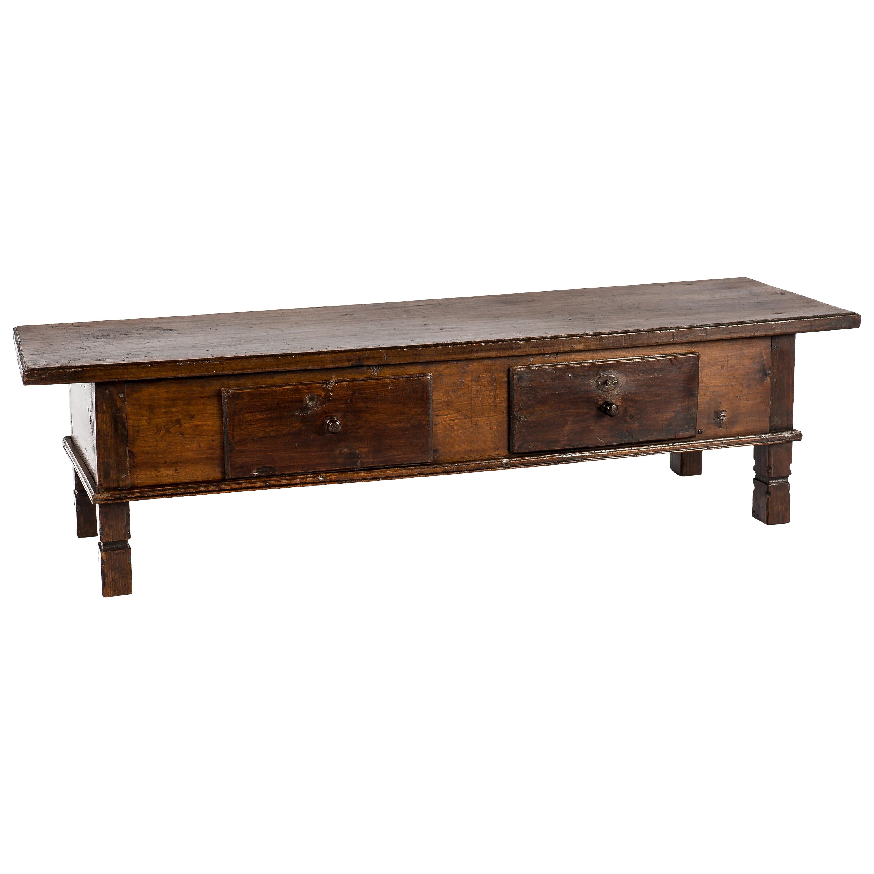 Antique Late 18th-Century Rustic Spanish Warm Brown Chestnut Coffee Table