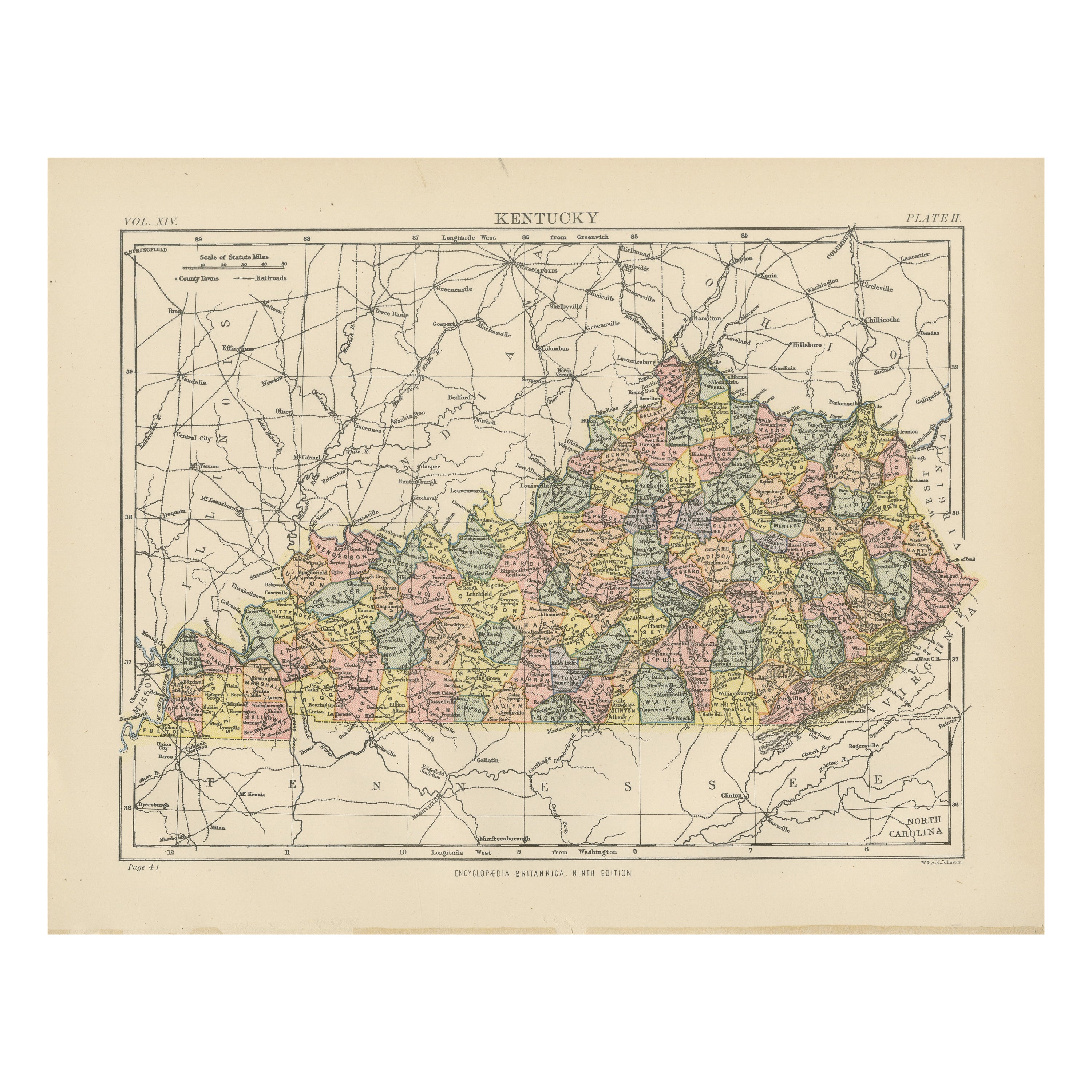 Antique Map of Kentucky For Sale