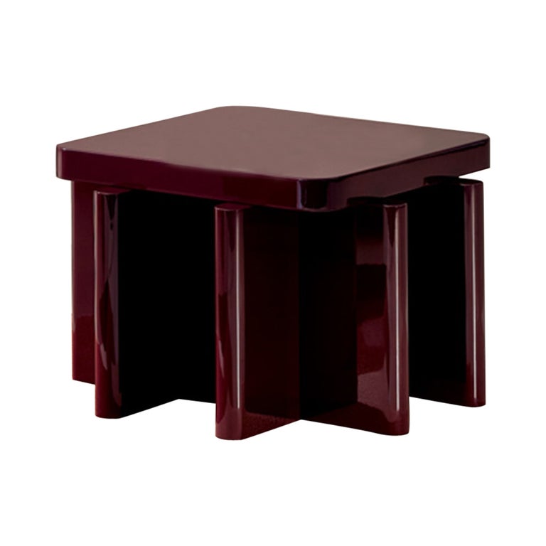 Spina Table in Lac Wood Bordeaux 2+2 Edit by Portego For Sale