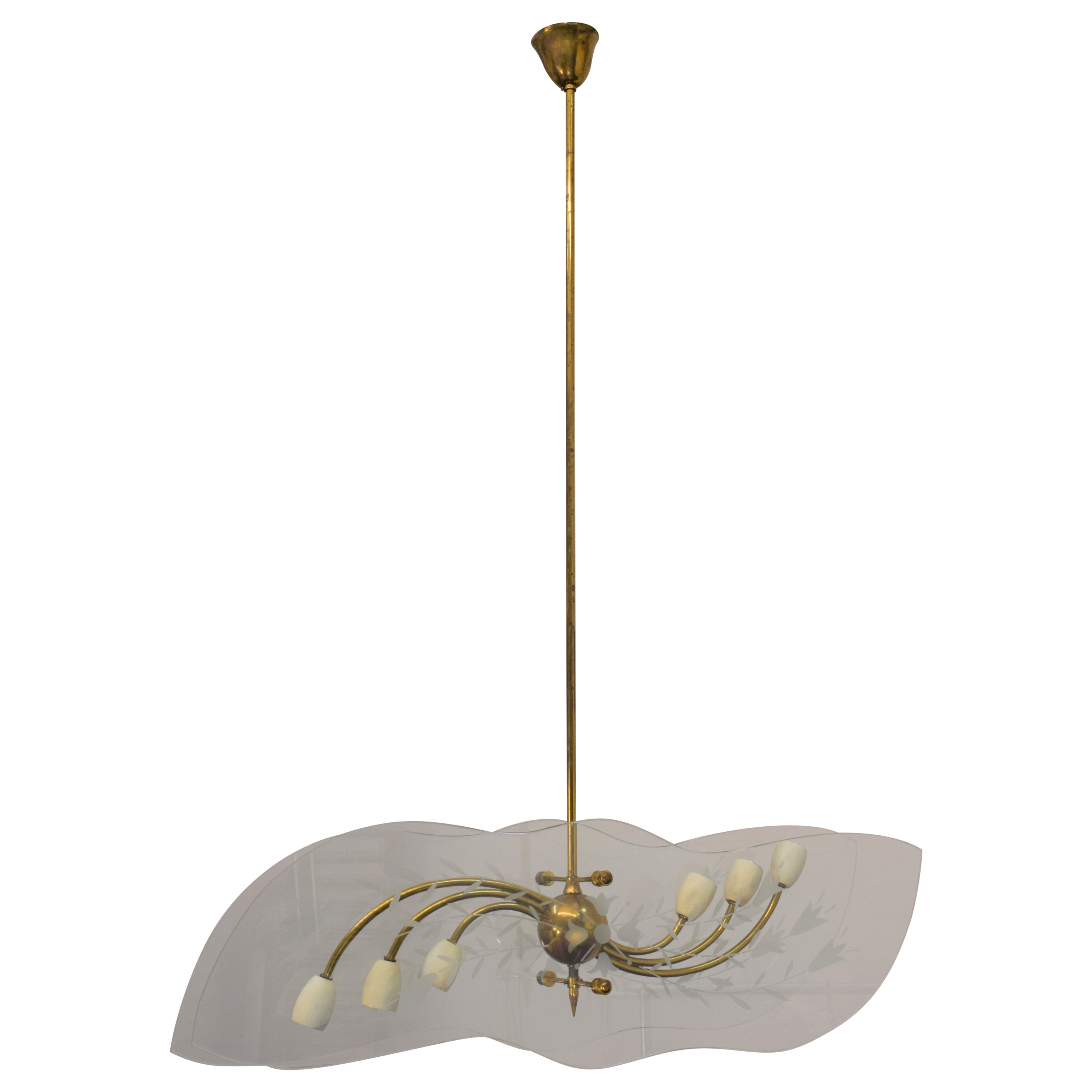 Italian pendant lamp attributable to Pietro Chiesa, 1950s For Sale