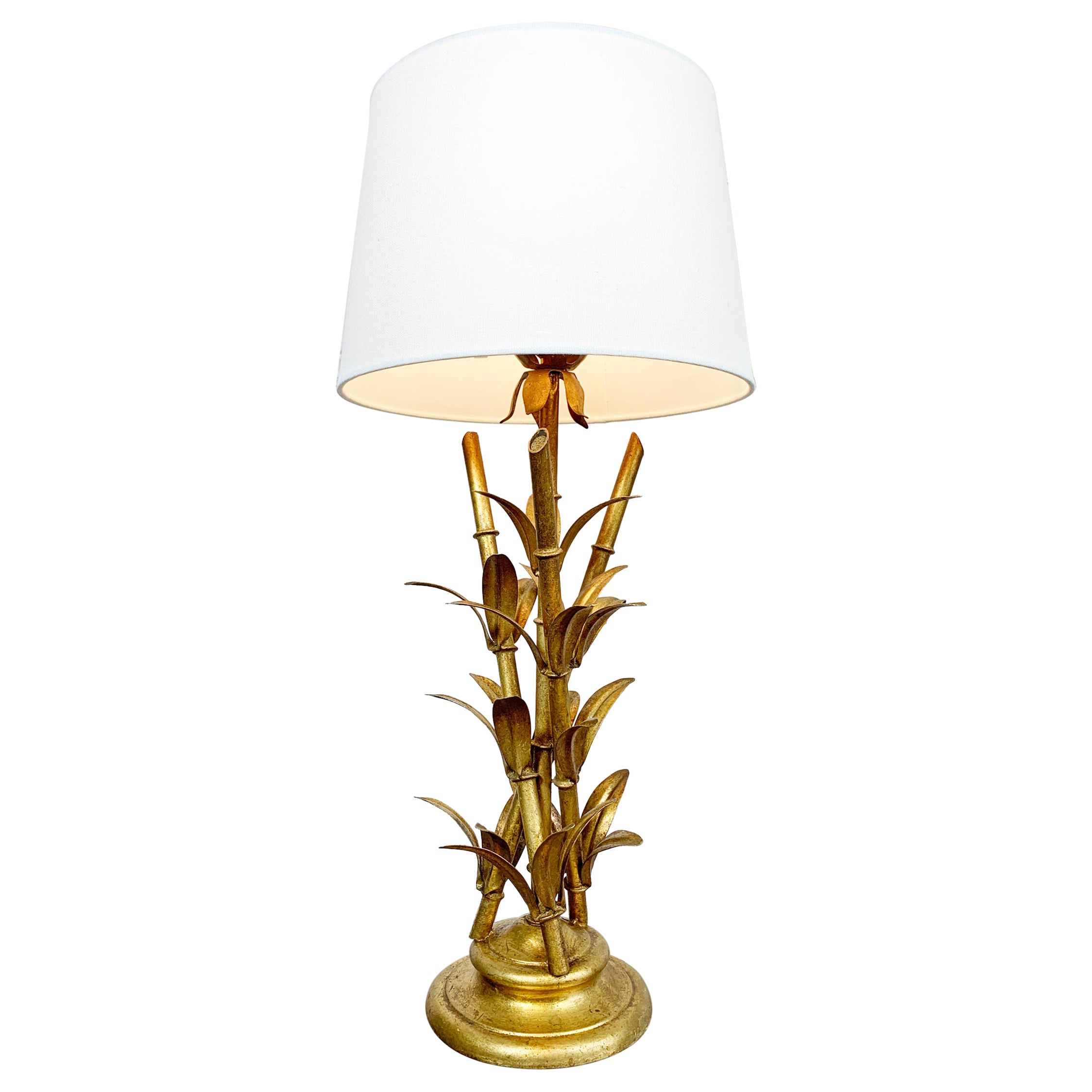 Italian Faux Bamboo Gilt Table Lamp, 1950’s