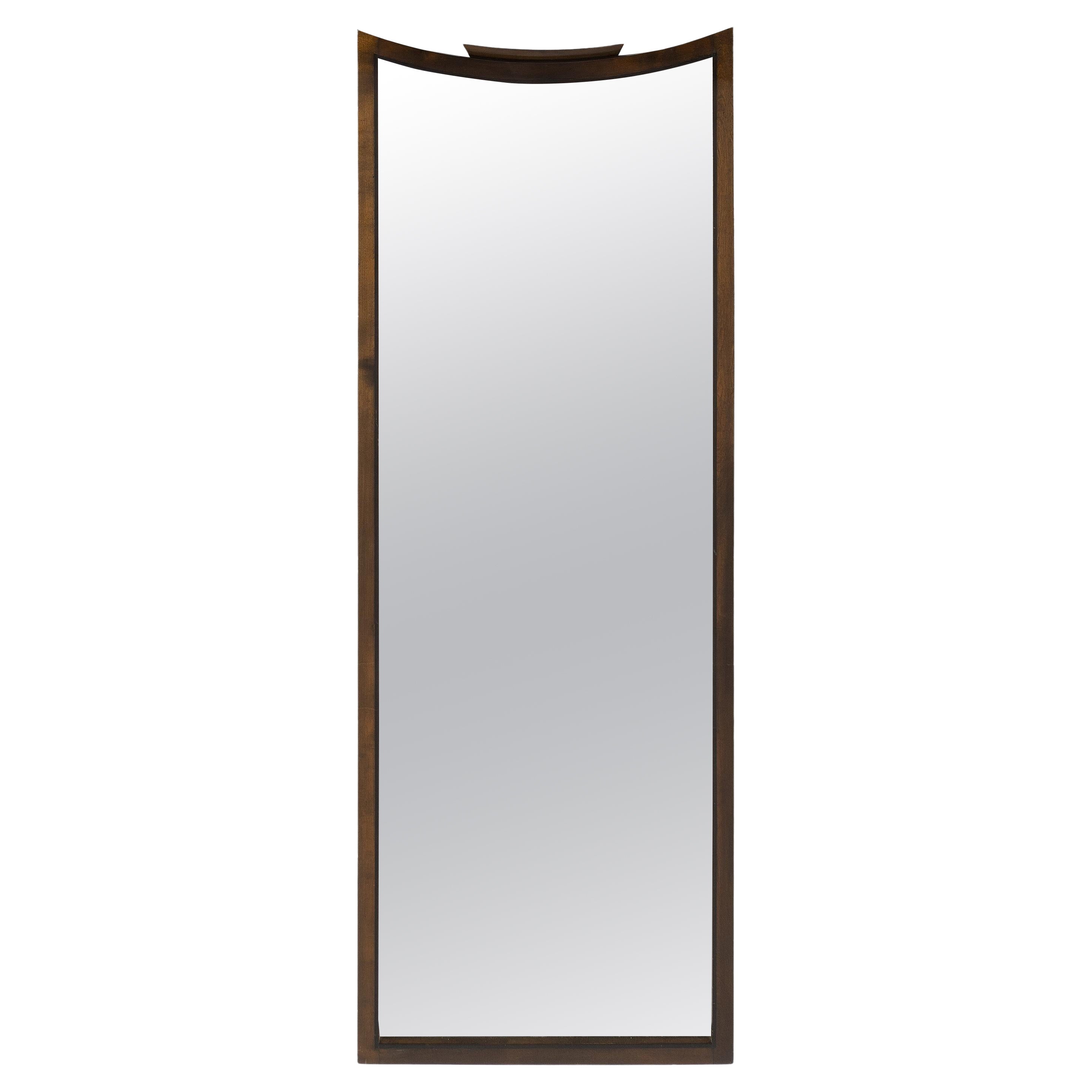 Large Art Deco Mirror, Walnut and Mahogany Frame, Antique Glass, Sweden 1930s.  For Sale