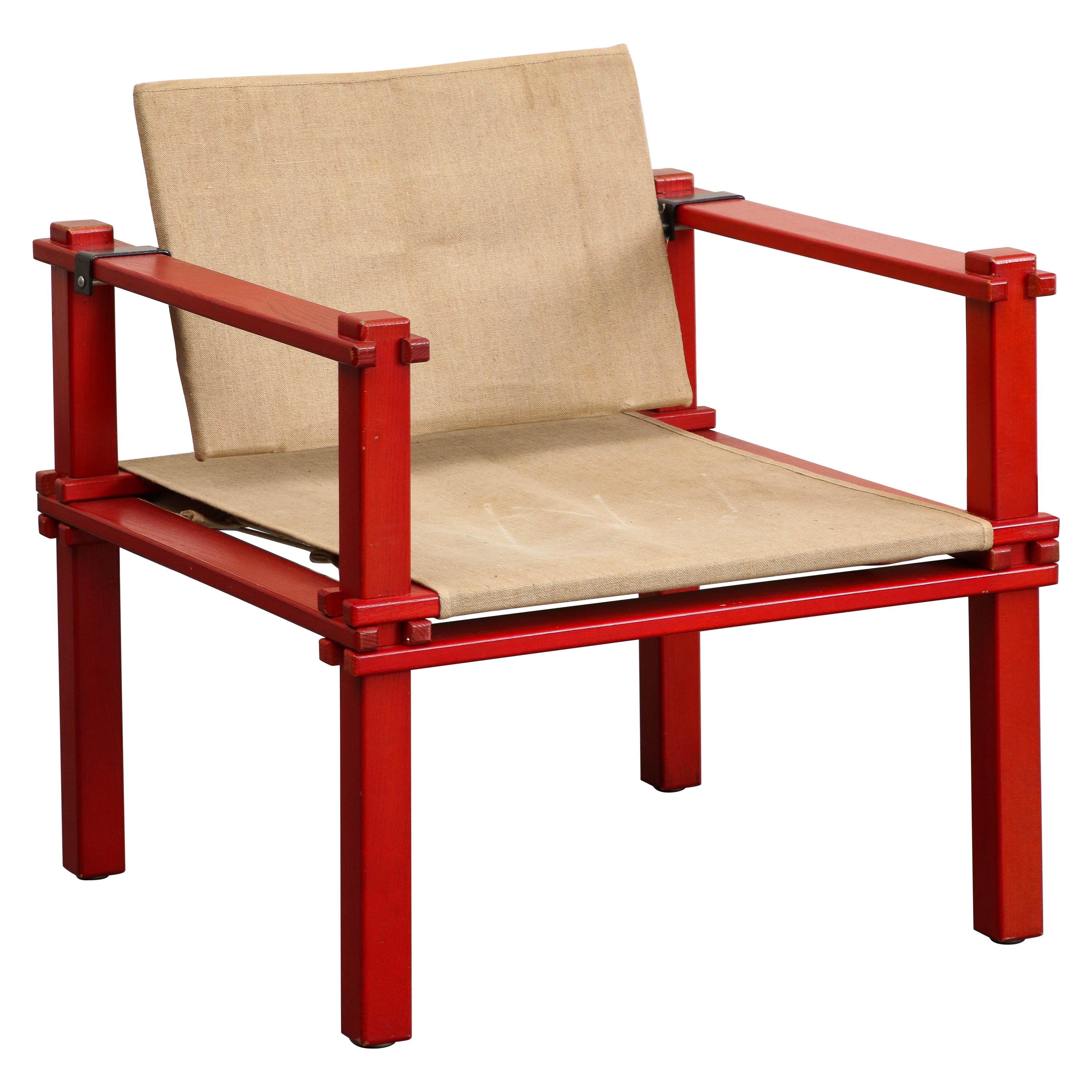 Midcentury Dutch Red Lacquered "Farmer" Chair by Gerd Lange for Bofinger For Sale