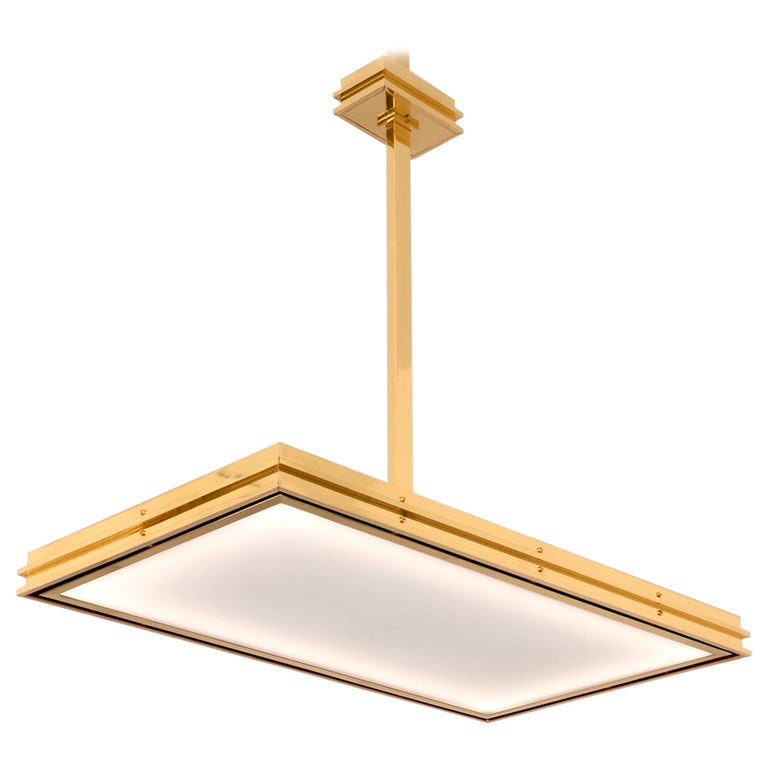 Customized Rectangular Pendant Light in Solid Brass, Hand Made For Sale