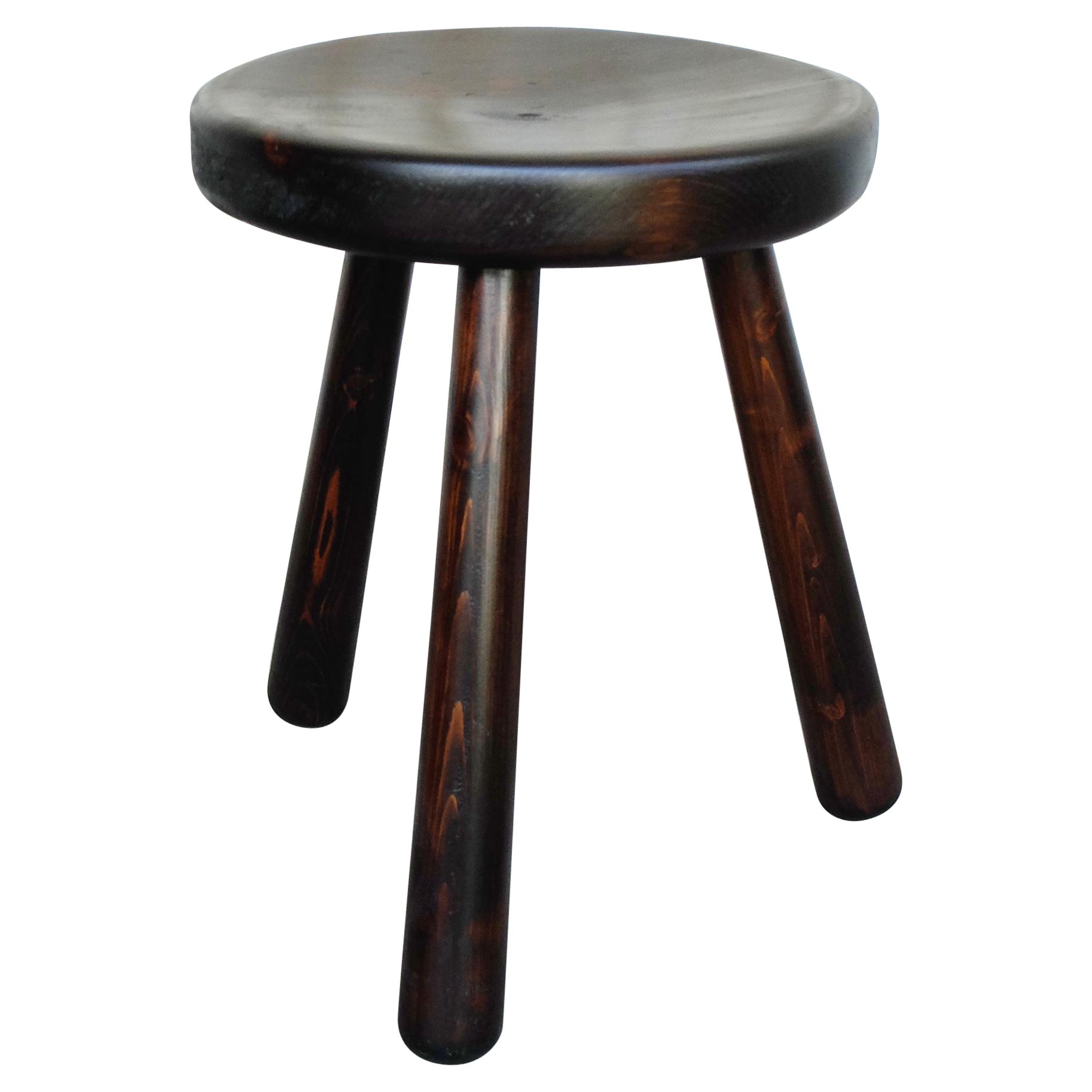 Tripod Stool in the Style of Les Arcs Stools by Charlotte Perriand, France 1960s