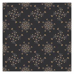 Gold Orchid Wallpaper Geometric Botanical in Slate