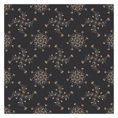 Gold Orchid Wallpaper Geometric Botanical in Slate