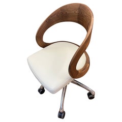 Mid-Century Modern Solid Wood Customizable Swivel Chair