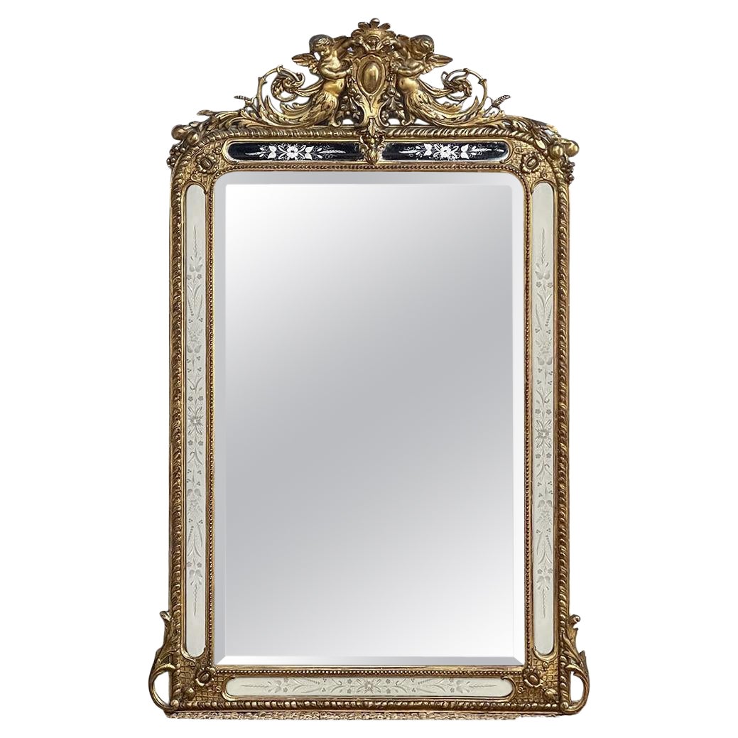 Miroir doré d'époque Napoléon III, 19e siècle, France