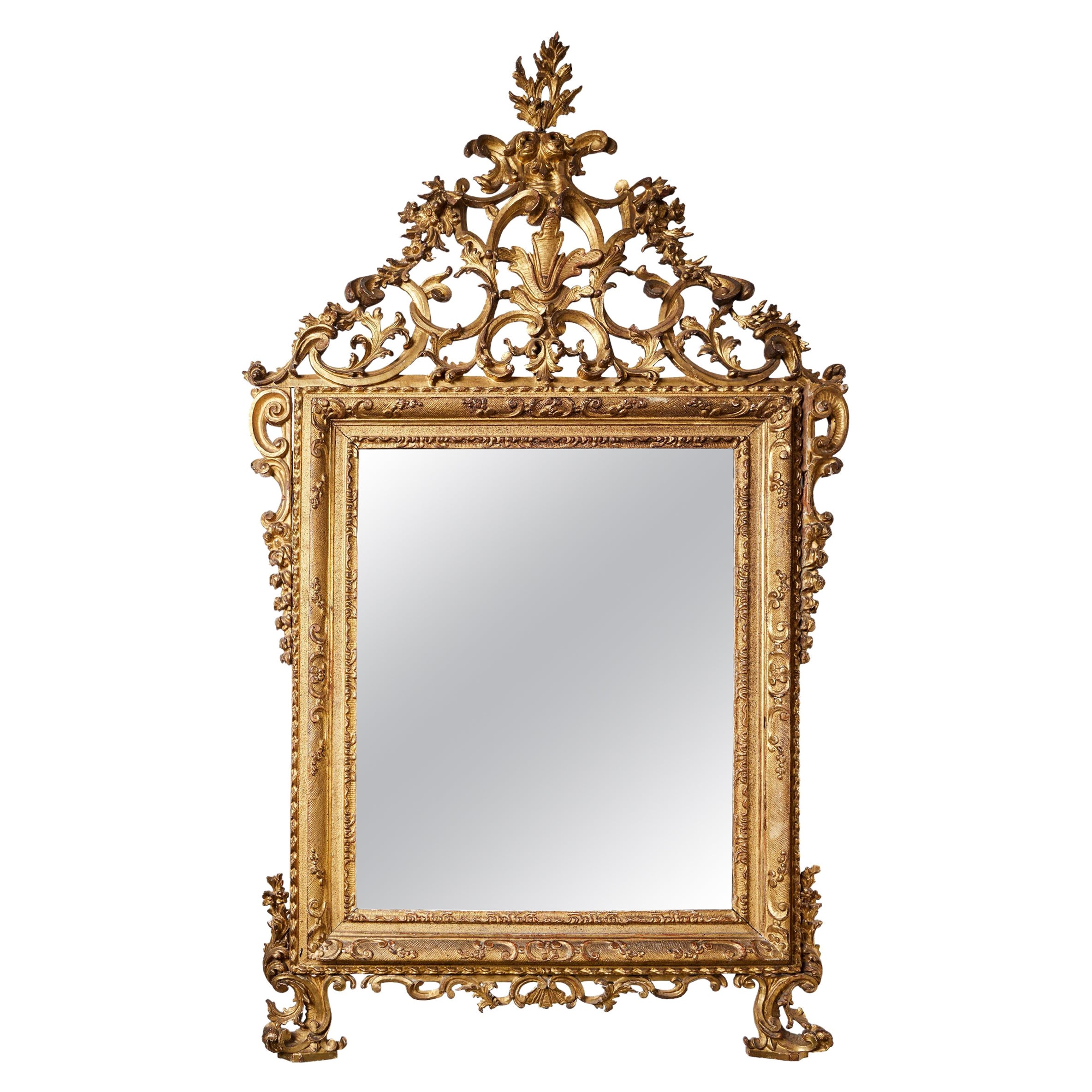 Venezianischer Spiegel aus vergoldetem Holz