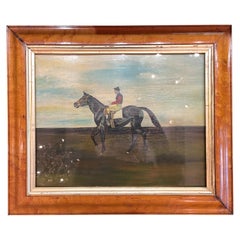 Antique English Framed Jockey Painting on Panel, Circa 1910