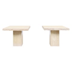 Vintage Italian Live Edge Travertine Side Tables