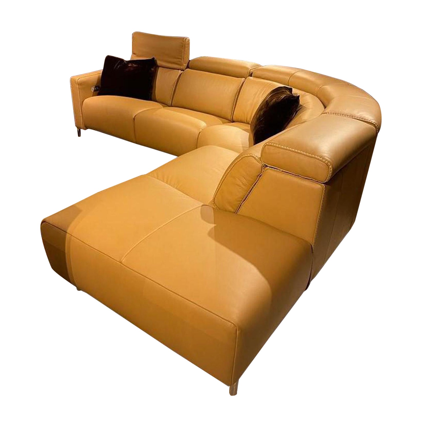 Fellini Italian Leather Sectional Sofa with 3 Reclining Seats For Sale
