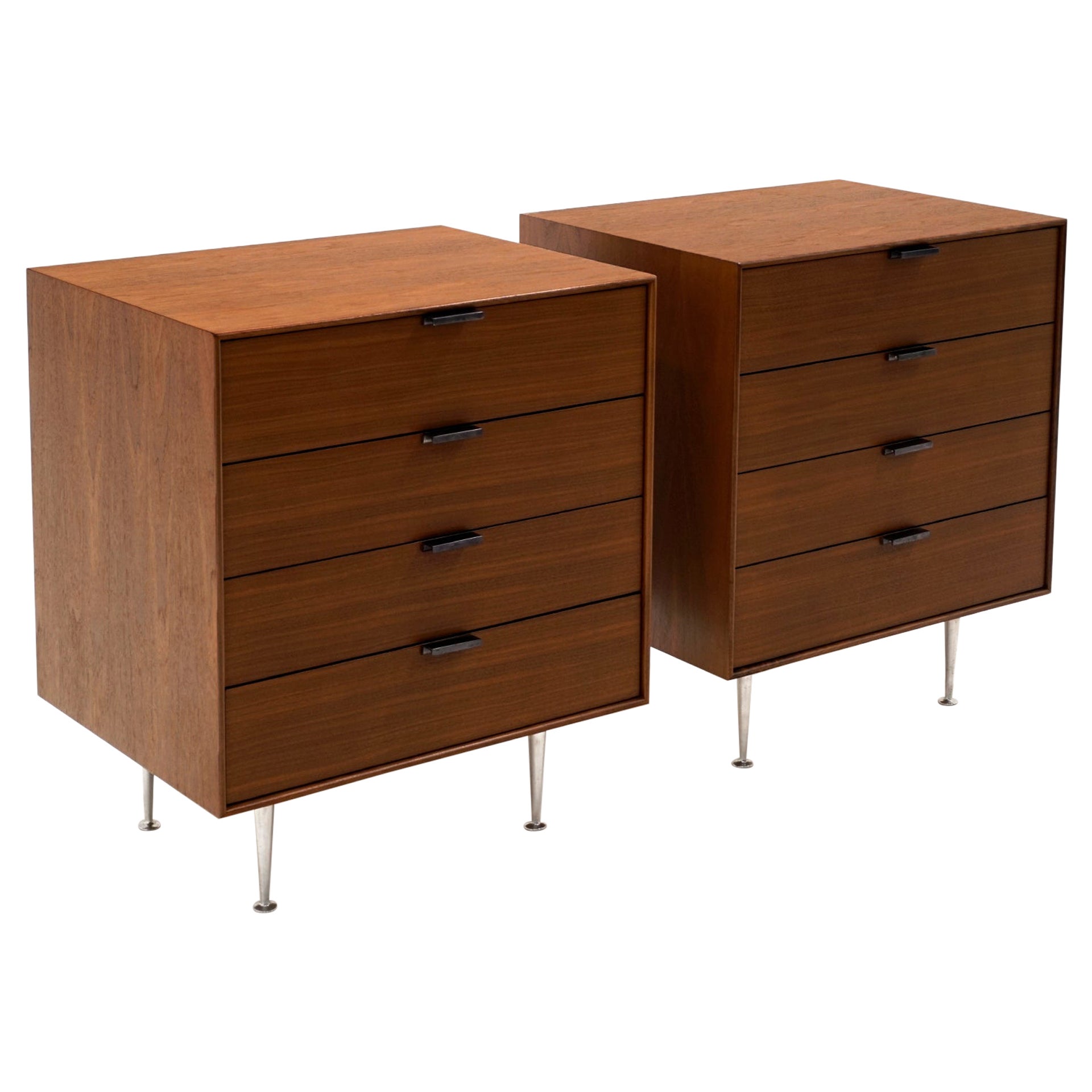 Pair Teak George Nelson Thin Edge Night Stands / Chests. Expertly Restored. For Sale
