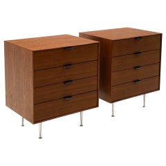 Pair Teak George Nelson Thin Edge Night Stands / Chests. Expertly Restored.