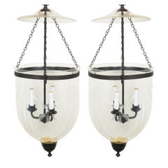 Pair of Anglo-Indian Style Bell Jar Lanterns