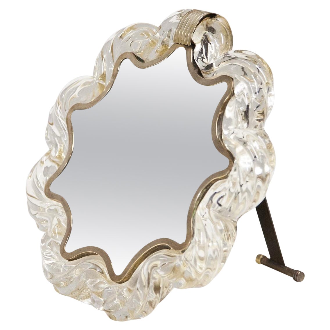 Seguso Espejo de tocador con marco de cristal de Murano Años 50
