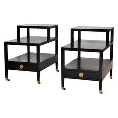 Pair of Tiered End or Side Tables Single Drawer by Baker Furniture Mid-Century 