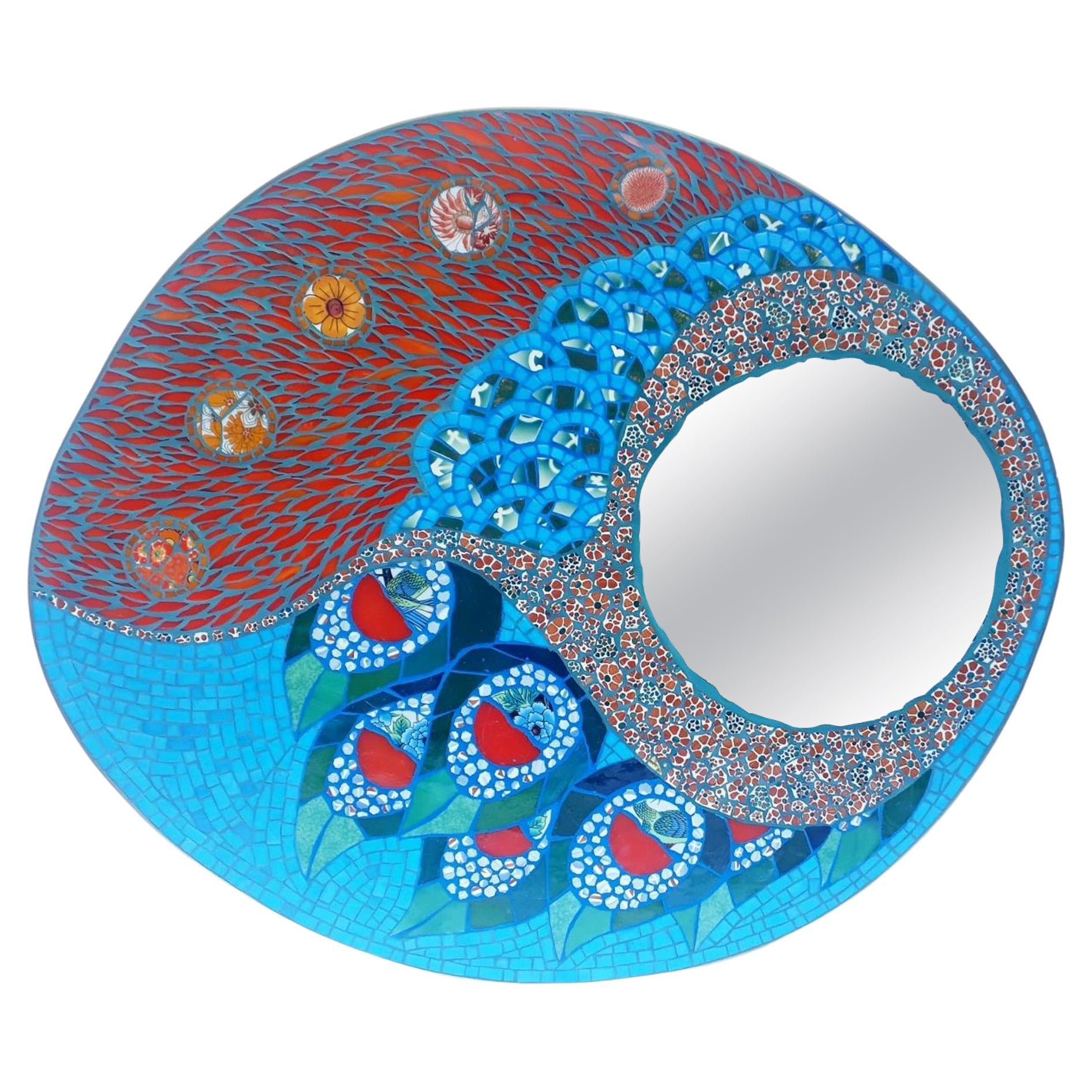 One of a Kind Handmade Art Mosaic Mirror, France For Sale