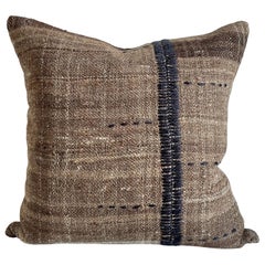 Custom Wool & Silk Blend Down Lumbar Pillow in Neutral Brown