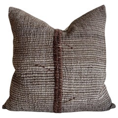 Custom Wool & Silk Blend Down Lumbar Pillow in Neutral Brown 