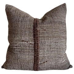 Custom Wool & Silk Blend Down Lumbar Pillow in Neutral Brown