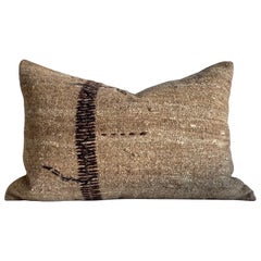Custom Wool & Silk Blend Down Lumbar Pillow in Neutral Brown