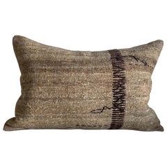 Custom Wool & Silk Blend Down Lumbar Pillow in Neutral Brown 