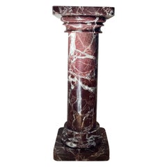Monumental Vintage Italian Rosso Levanto Marble Pedestal, Early 20th Century