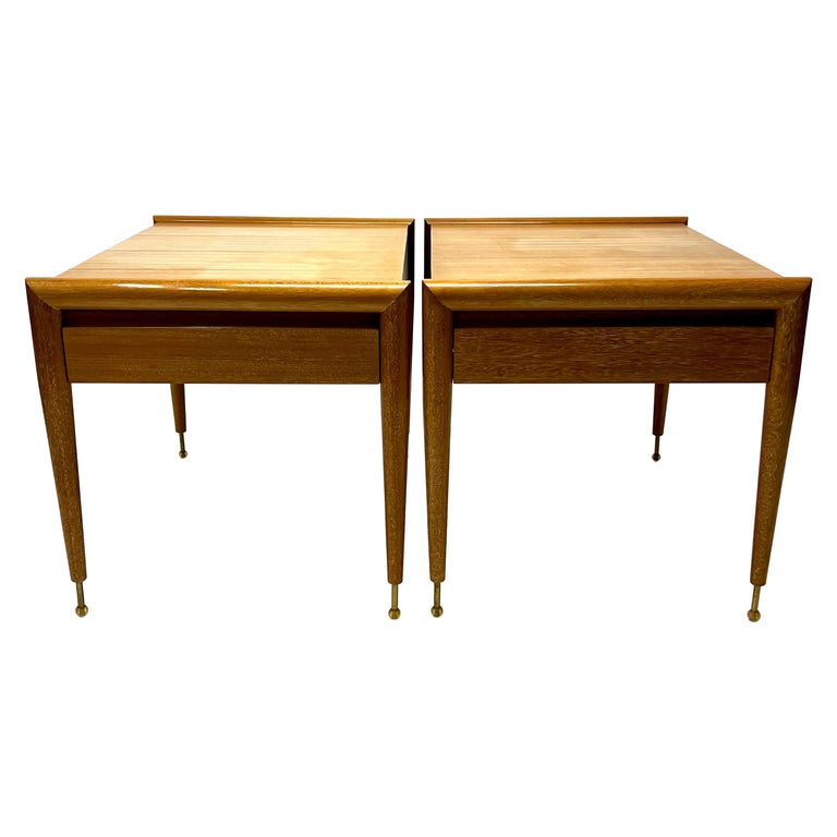 Vintage John Keal Bleached Mahogany Side Tables for Brown Saltman, c1950s For Sale