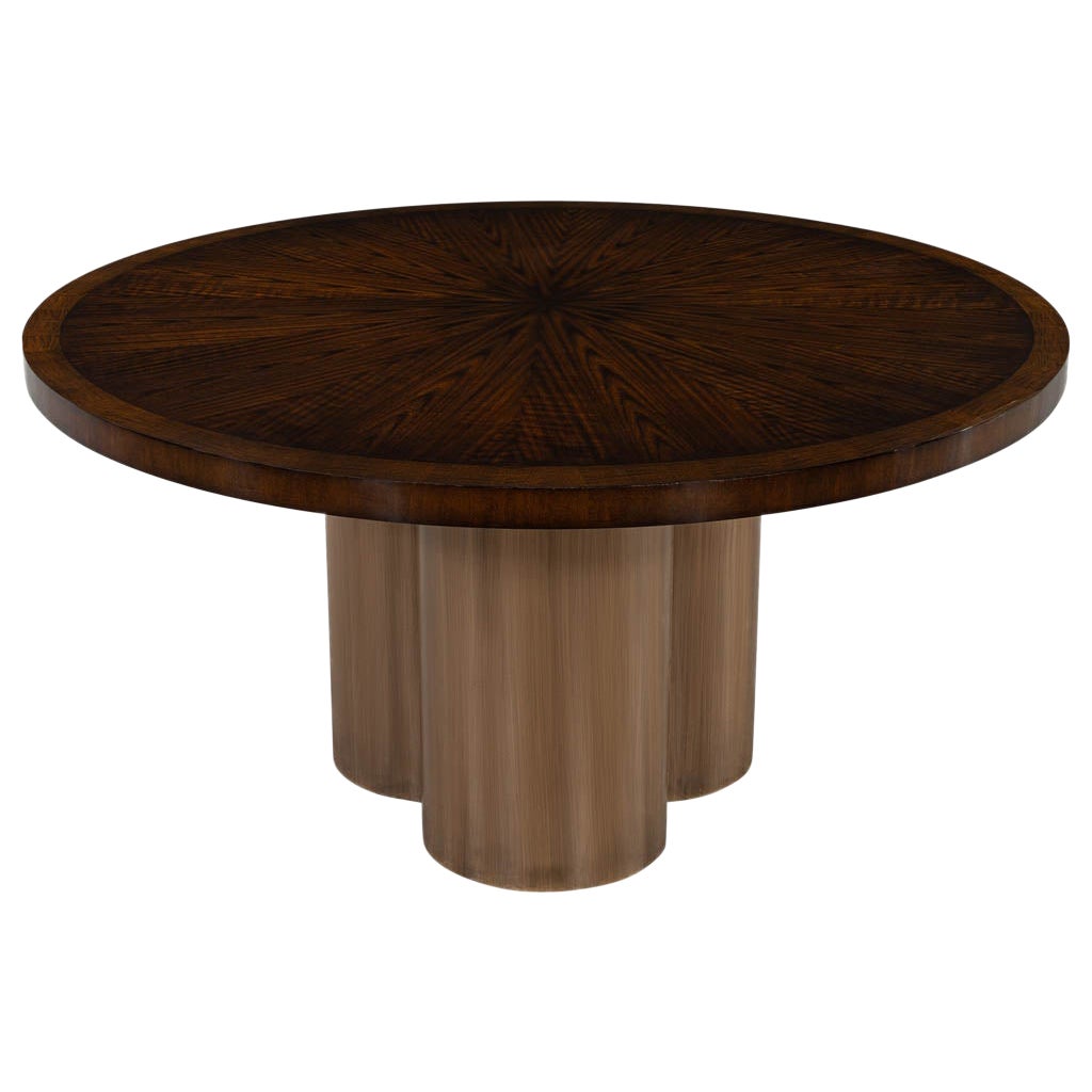 Modern Round Sunburst Dining Table in High Gloss Polished Finish For Sale