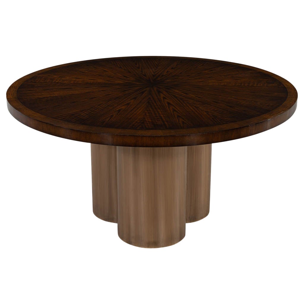 Modern Round Sunburst Dining Table in High Gloss Polished Finish