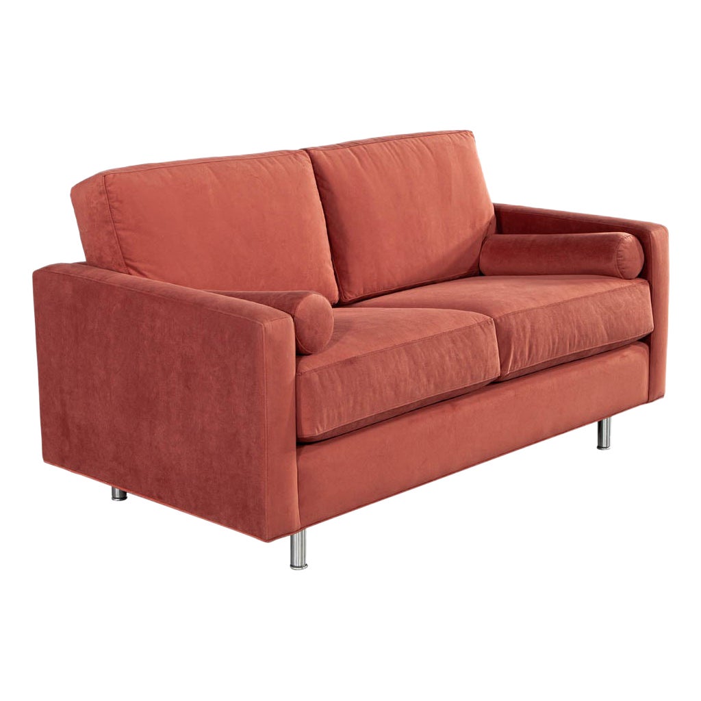 Mid-Century Modern Velvet Loveseat Sofa