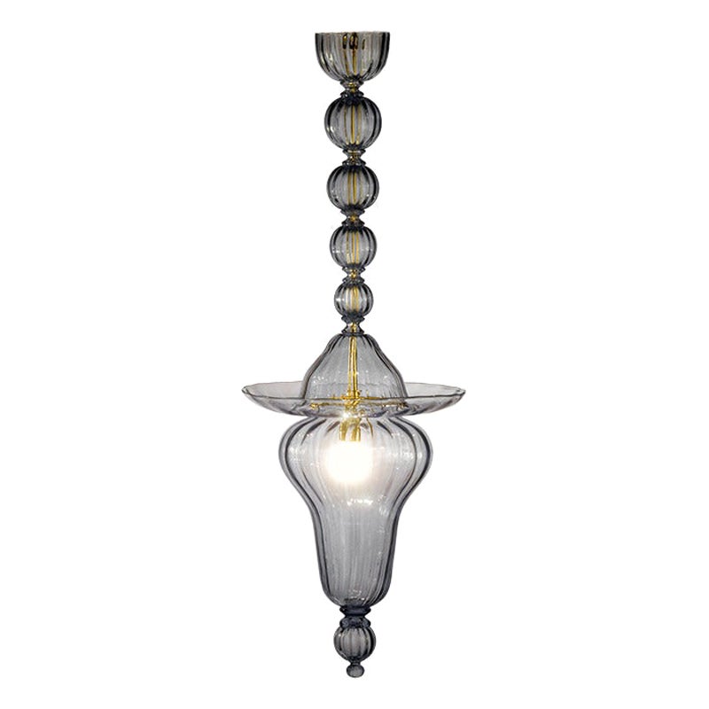 21st Century Doge Shape 2 Long Chandeliers in Grey by Napoleone Martinuzzi For Sale