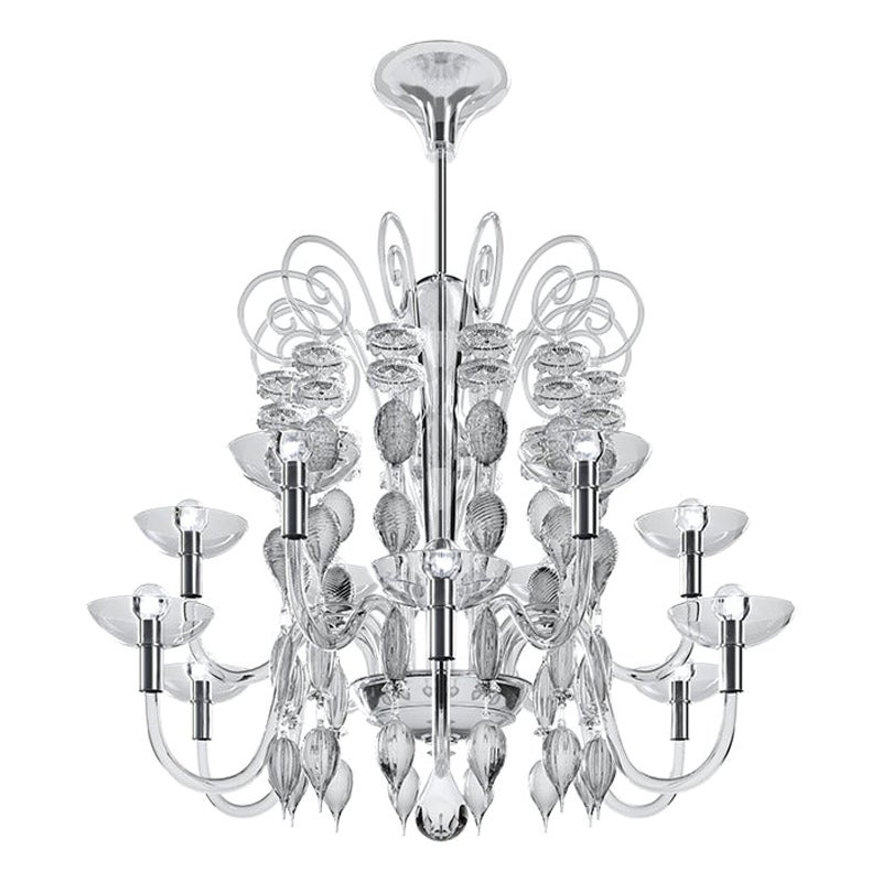 21st Century Carlo Scarpa 99.37, 12-Light Chandeliers in Crystal For Sale
