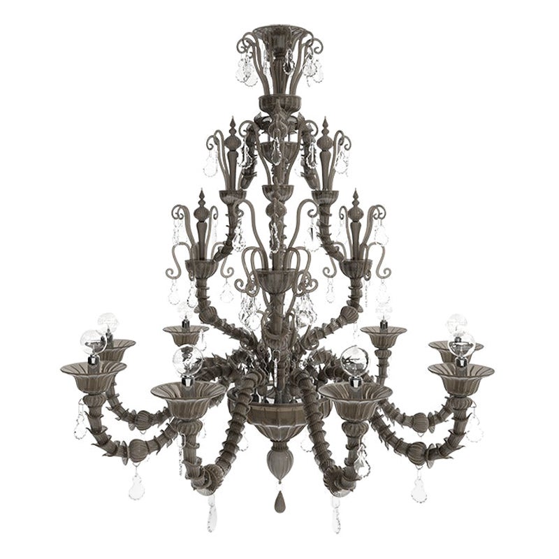 21st Century Diamantei Small Chandeliers in Satin Grey by Venini For Sale