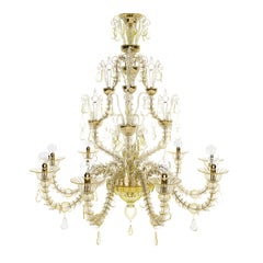 21st Century Diamantei Small Chandeliers in Gold Leaf Crystal/Crystal by Venini