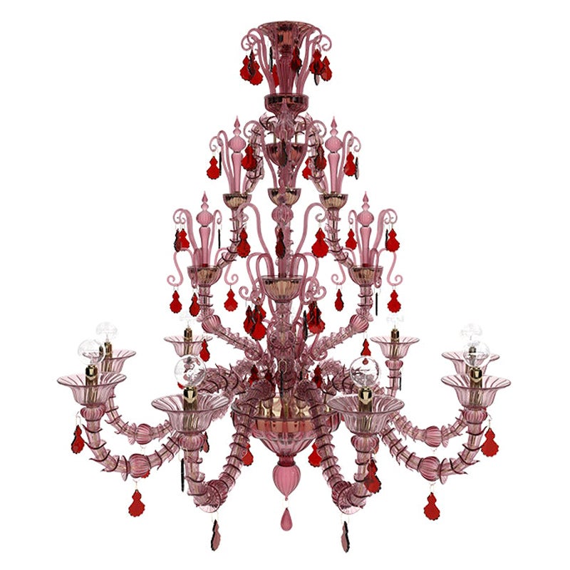 21st Century Diamantei Medium Chandeliers in Améthyste/Red by Venini For Sale