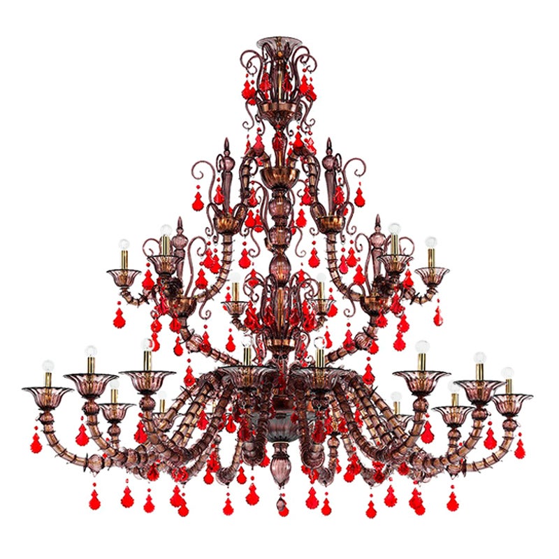 21st Century Diamantei Large Chandeliers in Améthyste/Red by Venini