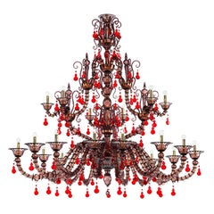 21st Century Diamantei Large Chandeliers in Améthyste/Red by Venini