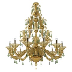 21st Century Diamantei Large Chandeliers in Amber Yellow/Grass Green by Venini