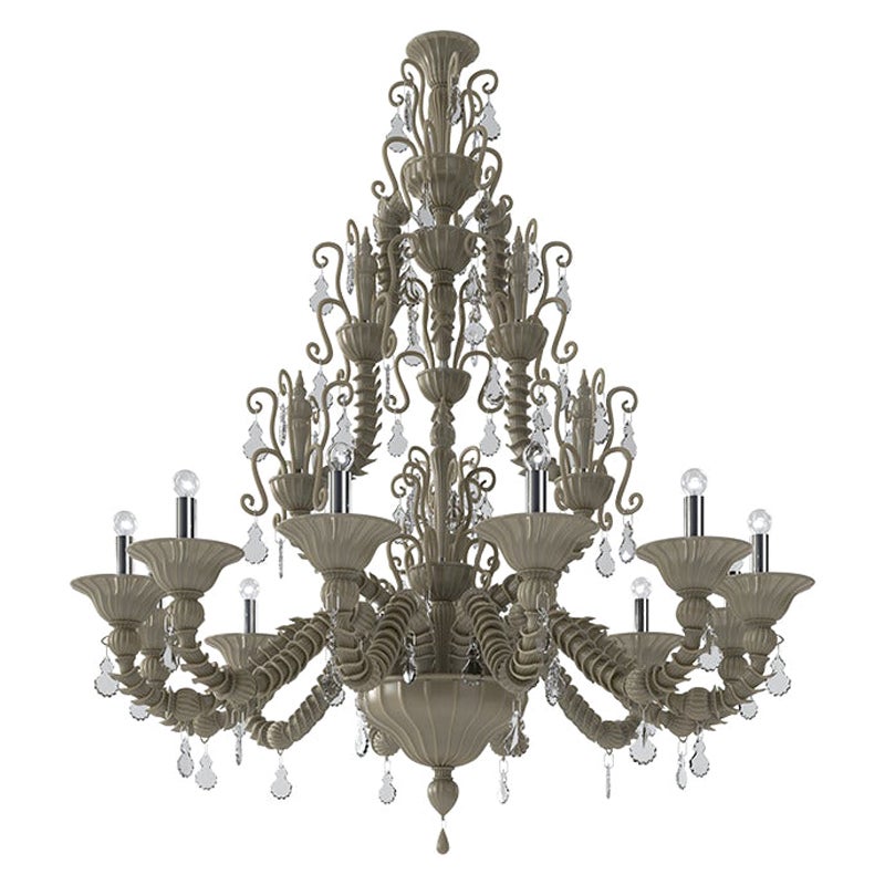 21st Century Diamantei Large Chandeliers in Satin Grey by Venini