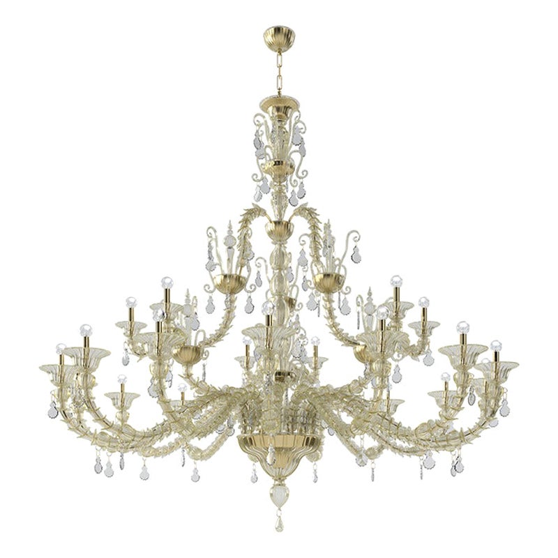 21st Century Diamantei Large Chandeliers in Gold Leaf Crystal/Crystal by Venini For Sale
