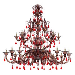 21st Century Diamantei Extra Large Chandeliers in Améthyste/Red by Venini