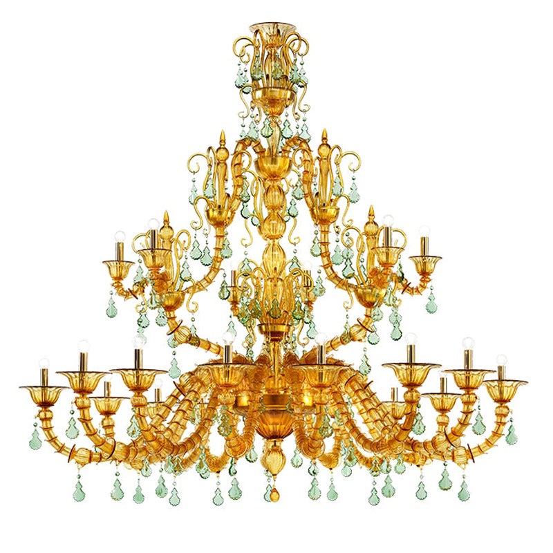 21st Century Diamantei Extra Large Chandeliers in Amber Yellow/Grass Green