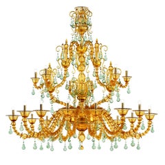 21st Century Diamantei Extra Large Chandeliers in Amber Yellow/Grass Green