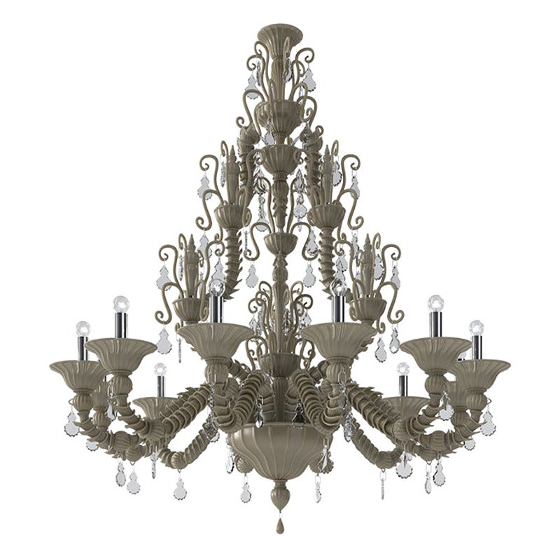 21st Century Diamantei Extra Large Chandeliers in Satin Grey by Venini For Sale