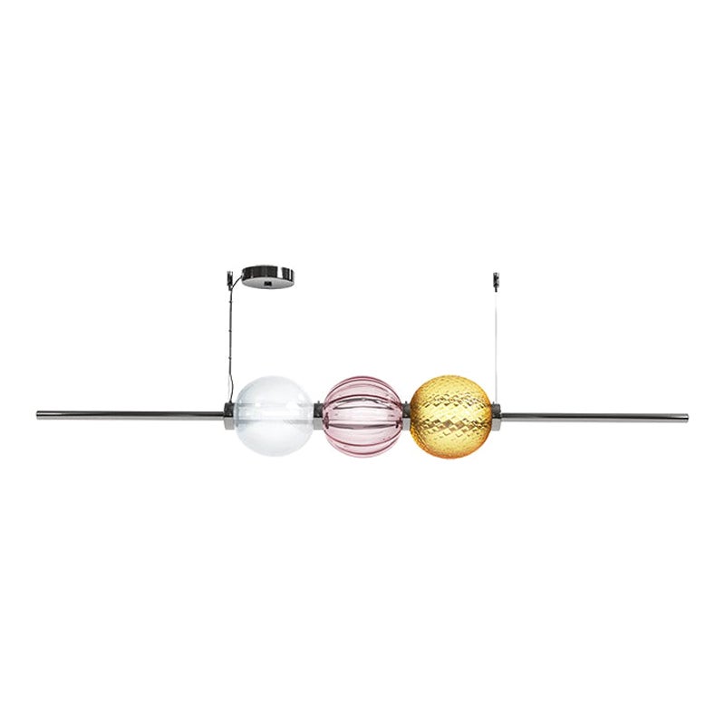 21st Century Abaco Shape 2, 3 Sphere Suspension Light in Amber Yellow/Améthyste For Sale