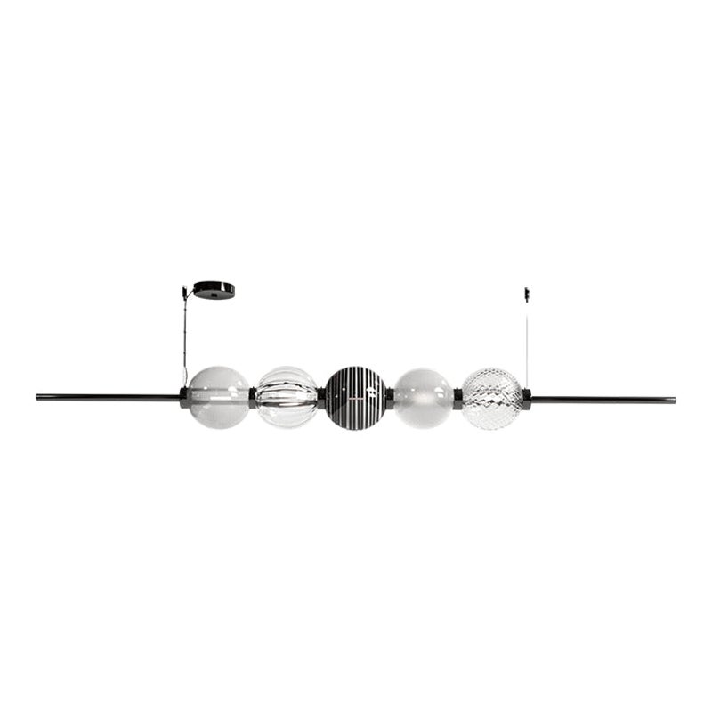 21st Century Abaco Shape 2, 5 Sphere Suspension Light in Crystal/Grey/Milk-White